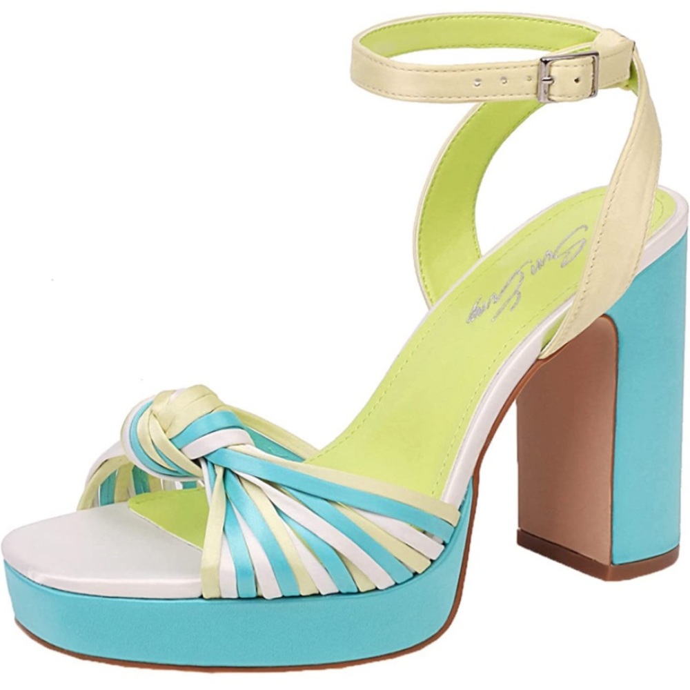 sun gurg Open Toe Sandals Ankle Strap Platform Chunky High Heels 6.5